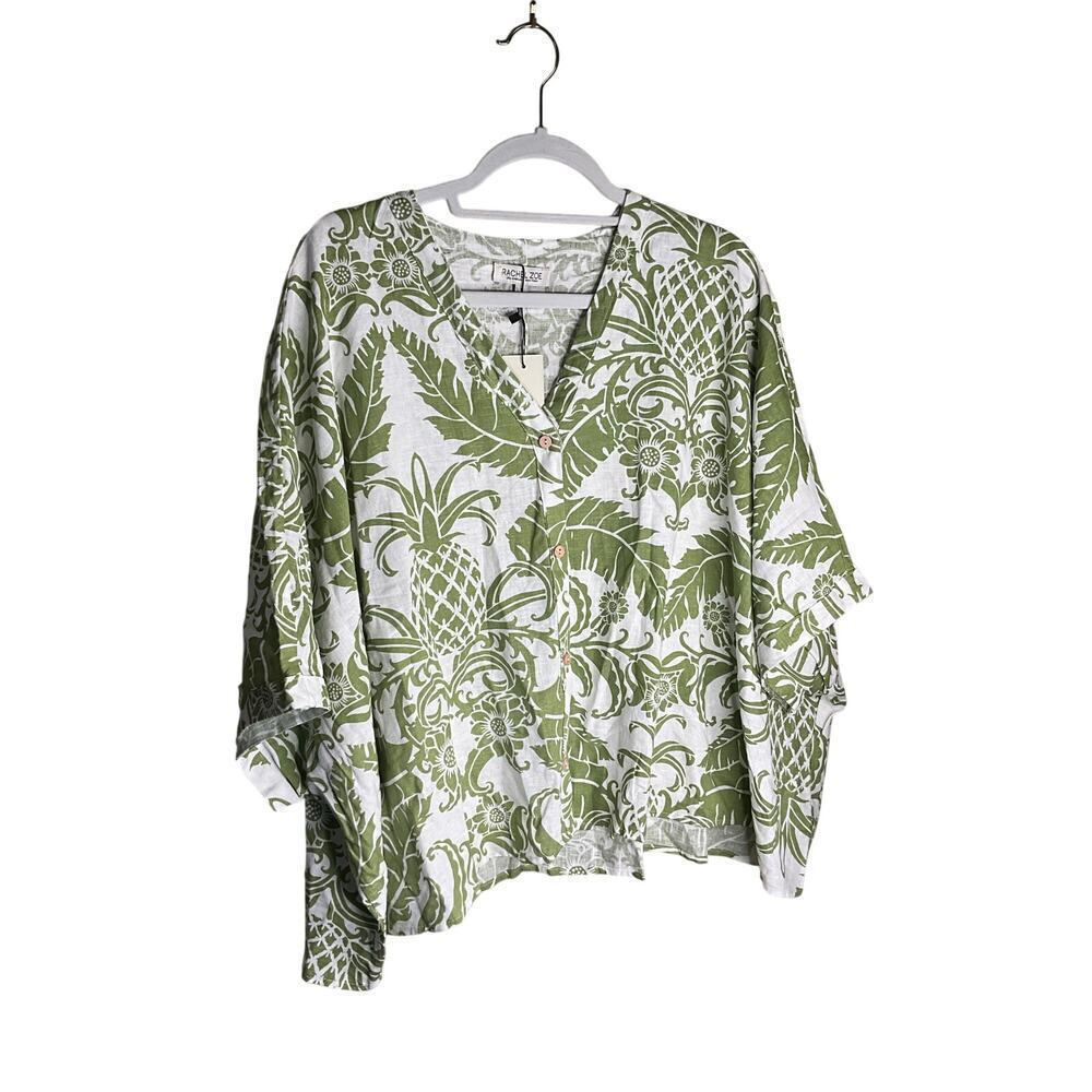 Rachel Zoe Los Angeles NY Linen‎ Blend 2 Piece Set Top & Pants Womens Large NWT